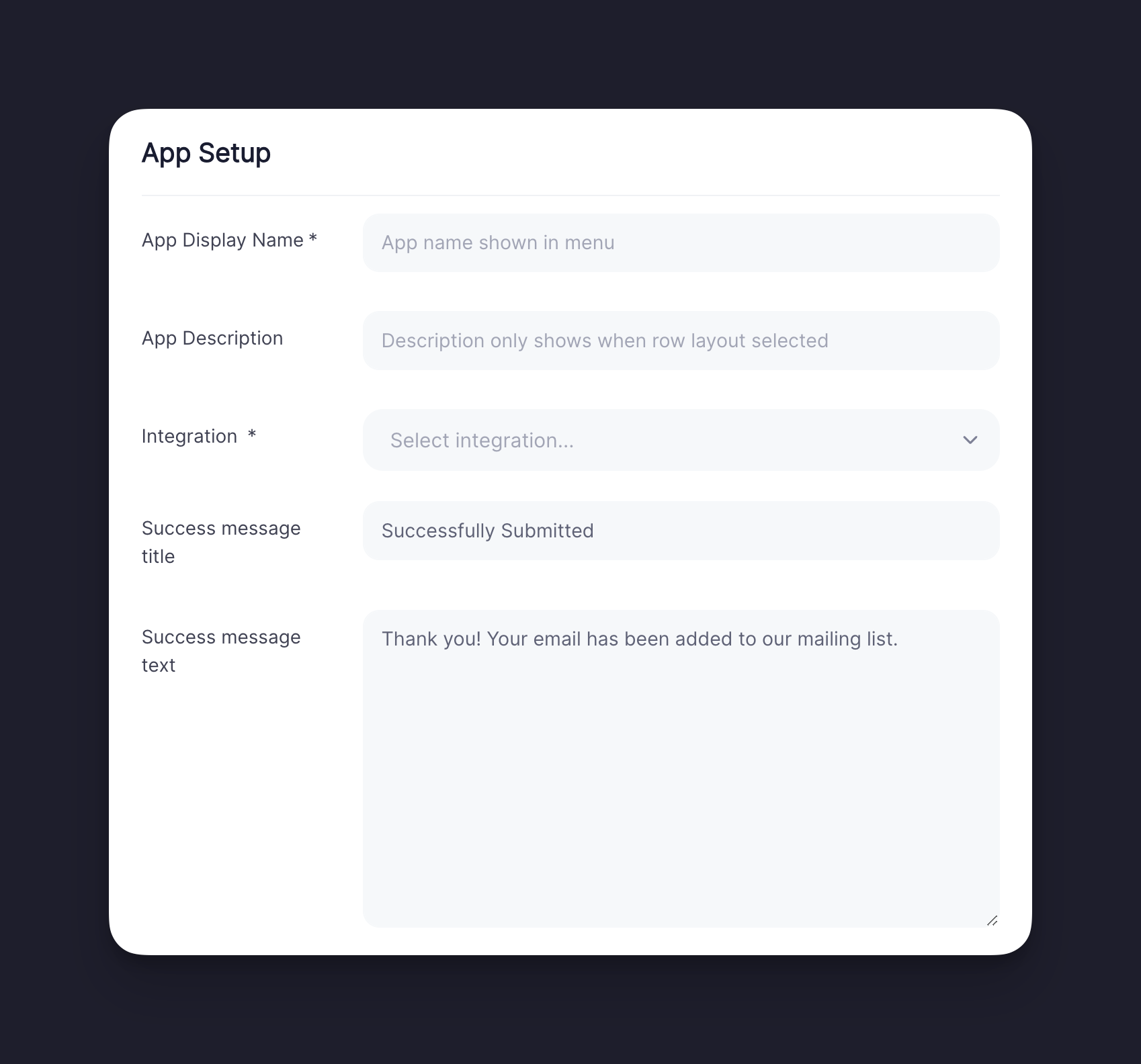 App Setup Guide – Email Subscriptions – Help Center – Contact Button